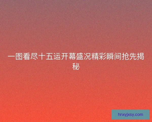 一图看尽十五运开幕盛况精彩瞬间抢先揭秘